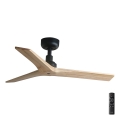 FARO 34284 - Wentylator sufitowy KLIM S sosna/czarny śr. 92,5 cm + zdalne sterowanie