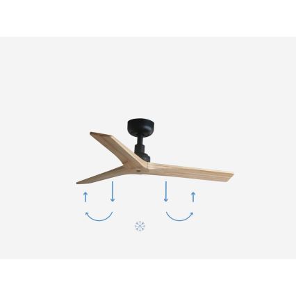 FARO 34284WP - Wentylator sufitowy KLIM S sosna/czarny śr. 92,5 cm SMART + zdalne sterowanie
