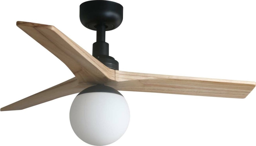 FARO 34284WT-11L - Wentylator sufitowy KLIM S 1xE27/15W/230V sosna/czarny śr. 92,5 cm Wi-Fi Tuya + zdalne sterowanie