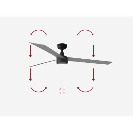 FARO 34287-1TW - LED Ściemnialny wentylator sufitowy CRUISER XL LED/18W/230V 2700/4000/6500K śr. 160 cm czarny/szary + zdalne sterowanie