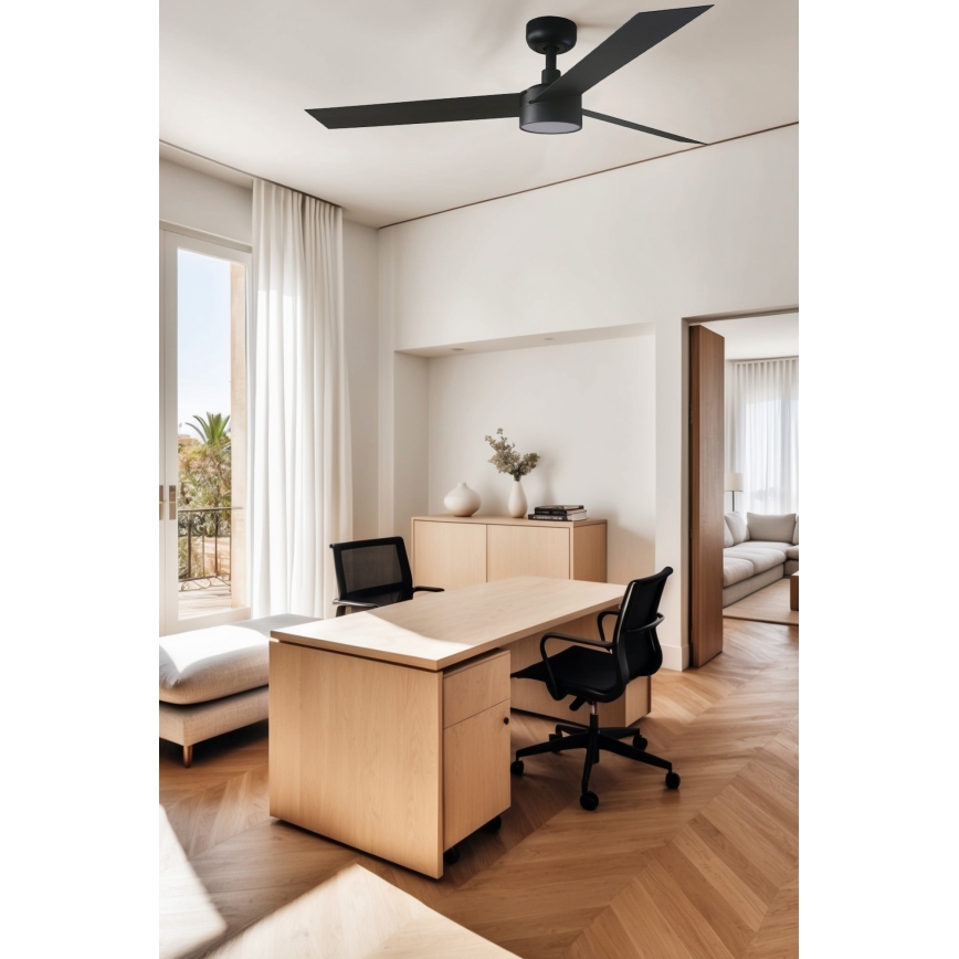 FARO 34291WT1S - Ściemnialny wentylator sufitowy LED CRUISER L LED/18W/230V 2700/3000/4000K śr. 132 cm czarny Wi‑Fi Tuya + pilot zdalnego sterowania