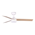 FARO 34295WT1S - Wentylator sufitowy LED RUDDER S/18W/230V 2700/3000/4000K, śr. 106 cm, beżowy/biały, Wi‑Fi Tuya + pilot