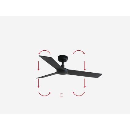 FARO 34296WP - Wentylator sufitowy RUDDER S czarny śr. 106 cm SMART + pilot zdalnego sterowania