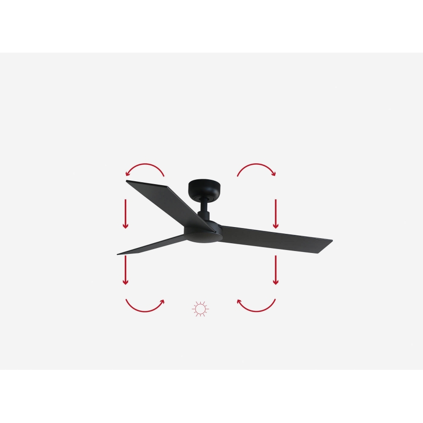 FARO 34296WP - Wentylator sufitowy RUDDER S czarny śr. 106 cm SMART + pilot zdalnego sterowania