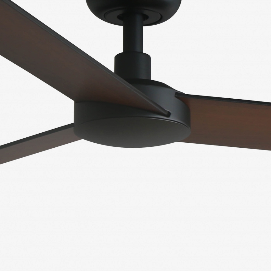 FARO 34296WT - Wentylator sufitowy RUDDER S czarny/brązowy śr. 106 cm Wi-Fi Tuya + zdalne sterowanie