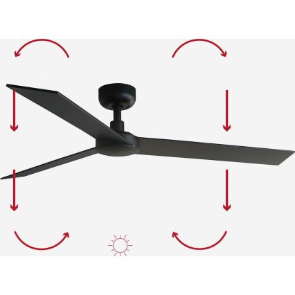 FARO 34298WP - Wentylator sufitowy RUDDER L czarny śr. 132 cm SMART + pilot zdalnego sterowania