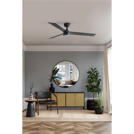 FARO 34298WT1S - LED ściemnialny wentylator sufitowy RUDDER L LED/18W/230V 2700/3000/4000K śr. 132 cm brązowy/czarny Wi-Fi Tuya + pilot zdalnego sterowania