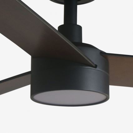 FARO 34298WT1S - LED ściemnialny wentylator sufitowy RUDDER L LED/18W/230V 2700/3000/4000K śr. 132 cm brązowy/czarny Wi-Fi Tuya + pilot zdalnego sterowania