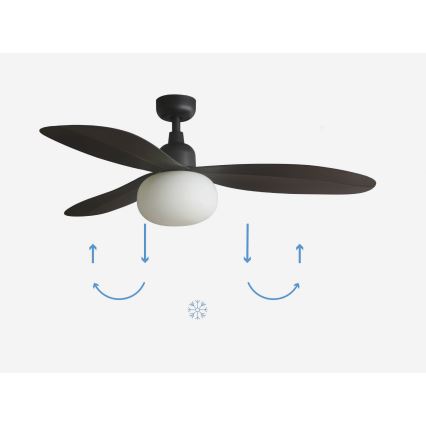FARO 34301-11L - Wentylator sufitowy PALMA 1xE27/15W/230V brązowy śr. 129 cm IP44 + pilot zdalnego sterowania