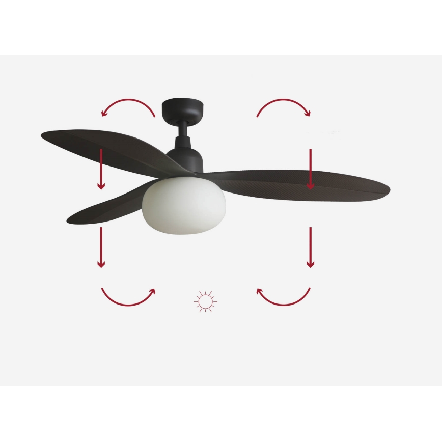 FARO 34301-11L - Wentylator sufitowy PALMA 1xE27/15W/230V brązowy śr. 129 cm IP44 + pilot zdalnego sterowania