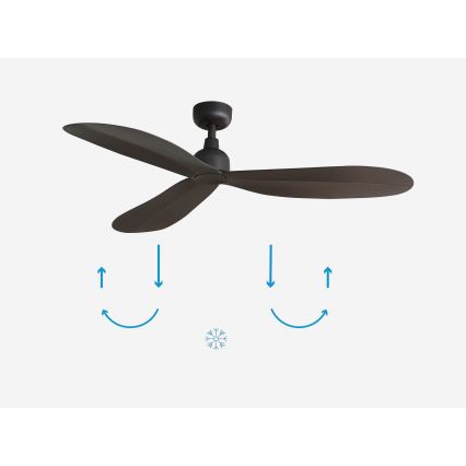 FARO 34301 - Wentylator sufitowy PALMA brązowy śr. 129 cm IP44 + pilot zdalnego sterowania