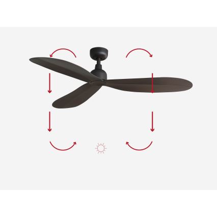 FARO 34301 - Wentylator sufitowy PALMA brązowy śr. 129 cm IP44 + pilot zdalnego sterowania