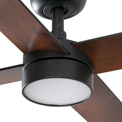 FARO 34356WT1S - ściemnialny wentylator sufitowy LED RUDDER L LED/18W/230V 2700/3000/4000K śr. 132 cm brązowy/czarny Wi‑Fi Tuya + pilot zdalnego sterowania