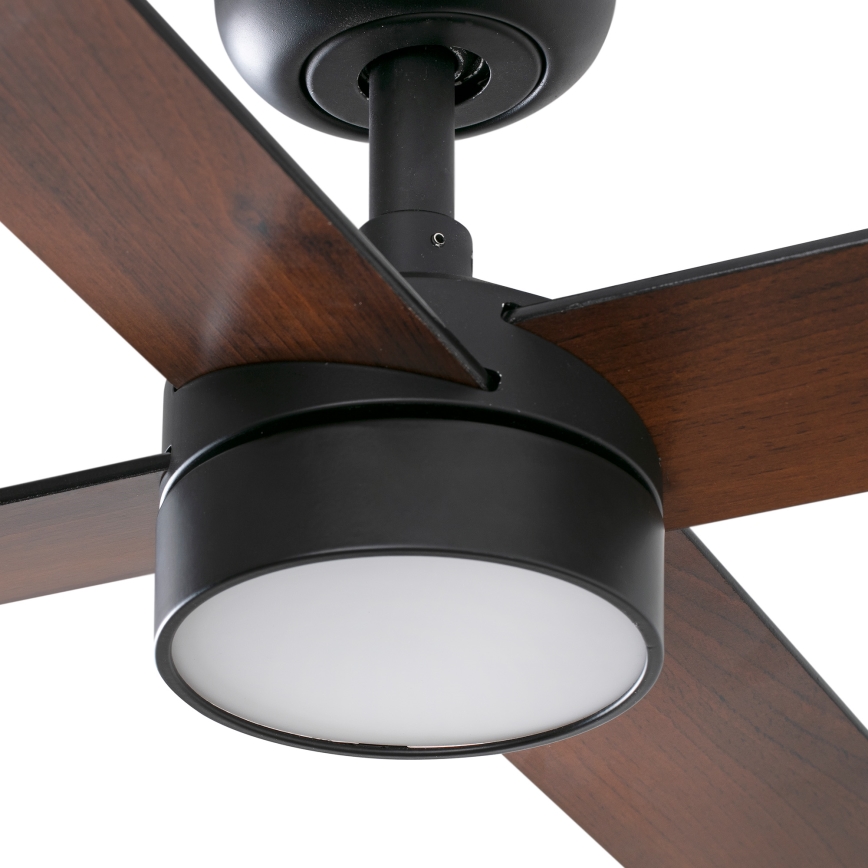 FARO 34356WT1S - ściemnialny wentylator sufitowy LED RUDDER L LED/18W/230V 2700/3000/4000K śr. 132 cm brązowy/czarny Wi‑Fi Tuya + pilot zdalnego sterowania