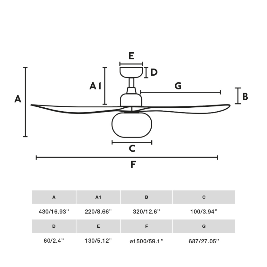 FARO 34360WT-11L - Wentylator sufitowy OUTWOOD L 1xE27/15W/230V brązowy/czarny d. 150 cm Wi-Fi Tuya IP44 + pilot