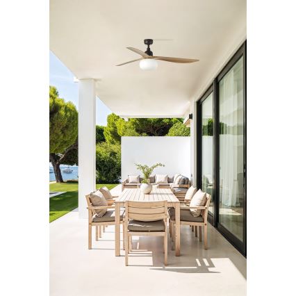 FARO 34360WT-11L - Wentylator sufitowy OUTWOOD L 1x E27/15W/230V brązowy/czarny Ø 150 cm Wi-Fi Tuya IP44 + pilot zdalnego sterowania