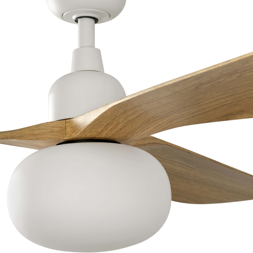 FARO 34361WT-11L - Wentylator sufitowy OUTWOOD L 1xE27/15W/230V brązowy/biały śr. 150 cm Wi-Fi Tuya IP44 + zdalne sterowanie