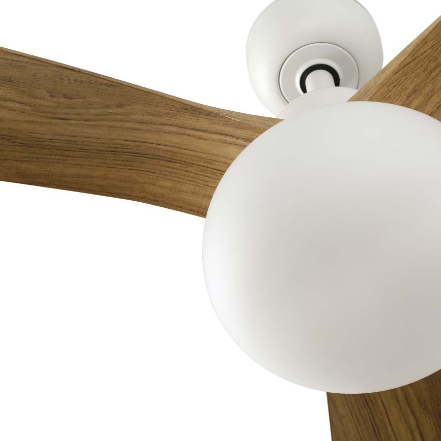 FARO 34361WT-11L - Wentylator sufitowy OUTWOOD L 1xE27/15W/230V brązowy/biały śr. 150 cm Wi-Fi Tuya IP44 + zdalne sterowanie