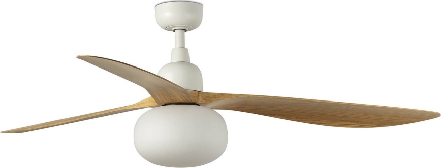FARO 34361WT-11L - Wentylator sufitowy OUTWOOD L 1xE27/15W/230V brązowy/biały śr. 150 cm Wi-Fi Tuya IP44 + zdalne sterowanie