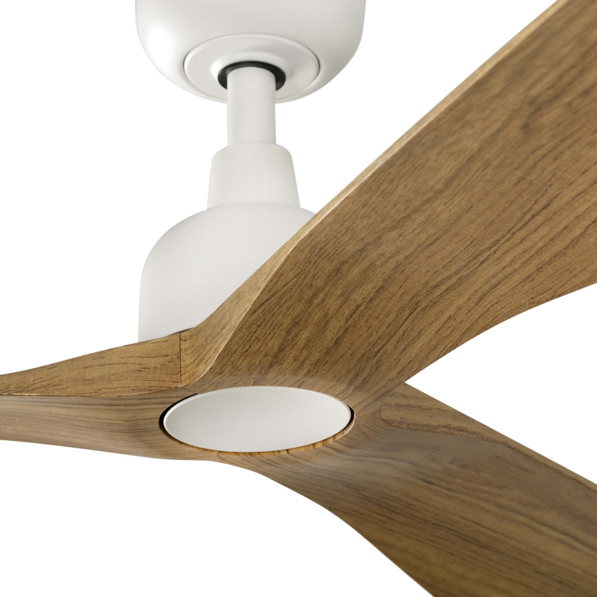FARO 34361WT - Wentylator sufitowy OUTWOOD L brązowy/biały śr. 150 cm Wi-Fi Tuya IP44 + pilot zdalnego sterowania
