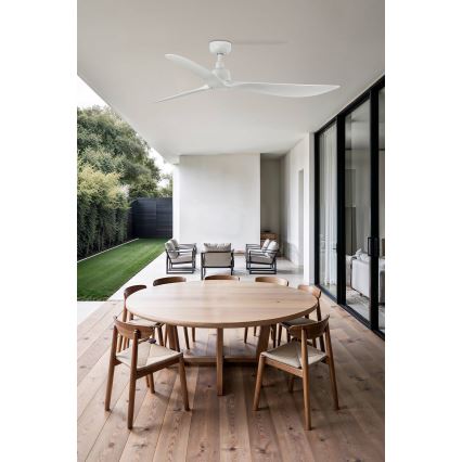 FARO 34363WT - Wentylator sufitowy OUTWOOD L biały śr. 150 cm Wi-Fi Tuya IP44 + pilot zdalnego sterowania