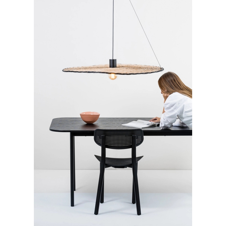 FARO 68590-70 - Żyrandol na lince COSTAS 1xE27/15W/230V śr. 100 cm czarny/rattan