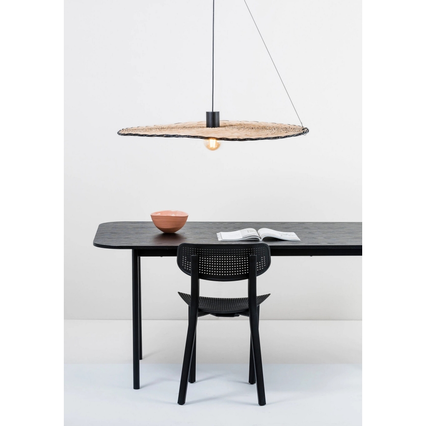 FARO 68590-70 - Żyrandol na lince COSTAS 1xE27/15W/230V śr. 100 cm czarny/rattan