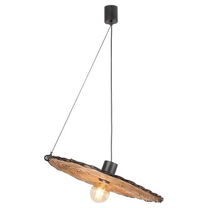 FARO 68590-70 - Żyrandol na lince COSTAS 1xE27/15W/230V śr. 100 cm czarny/rattan