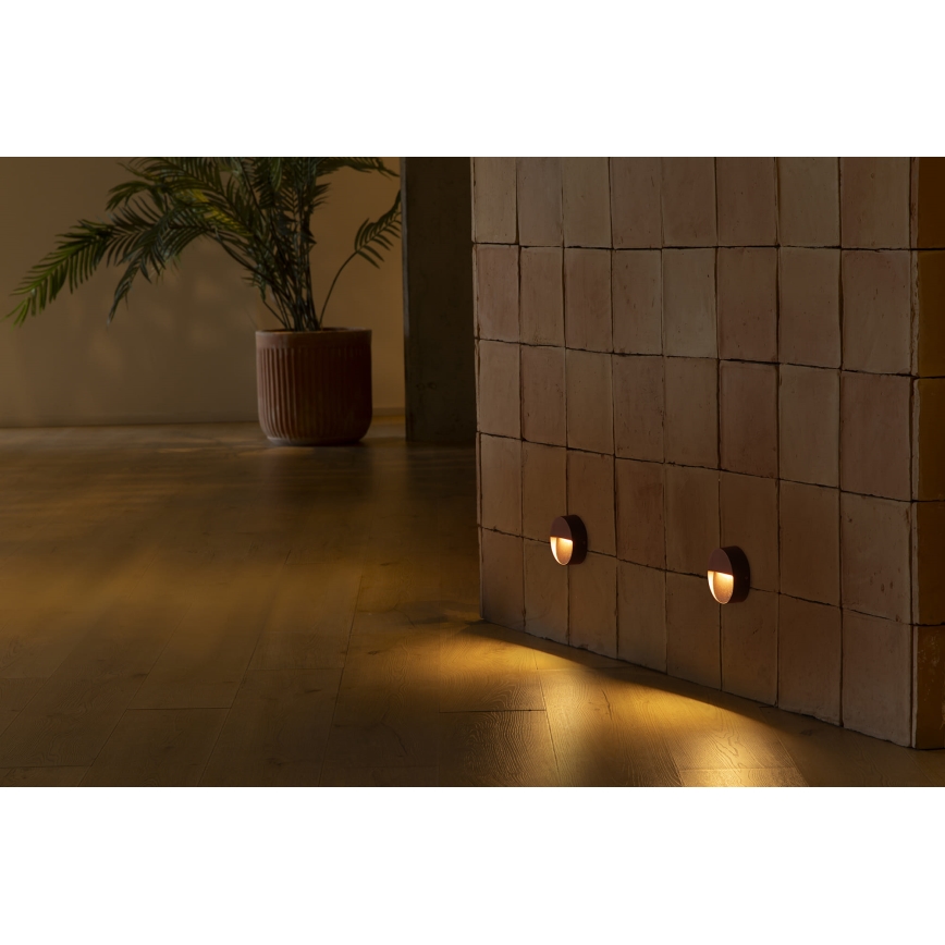 FARO 71962 - Oprawa schodowa LED DUNE LED/3W/230V 2200/2700/3200/4000K IP65 brązowa okrągła