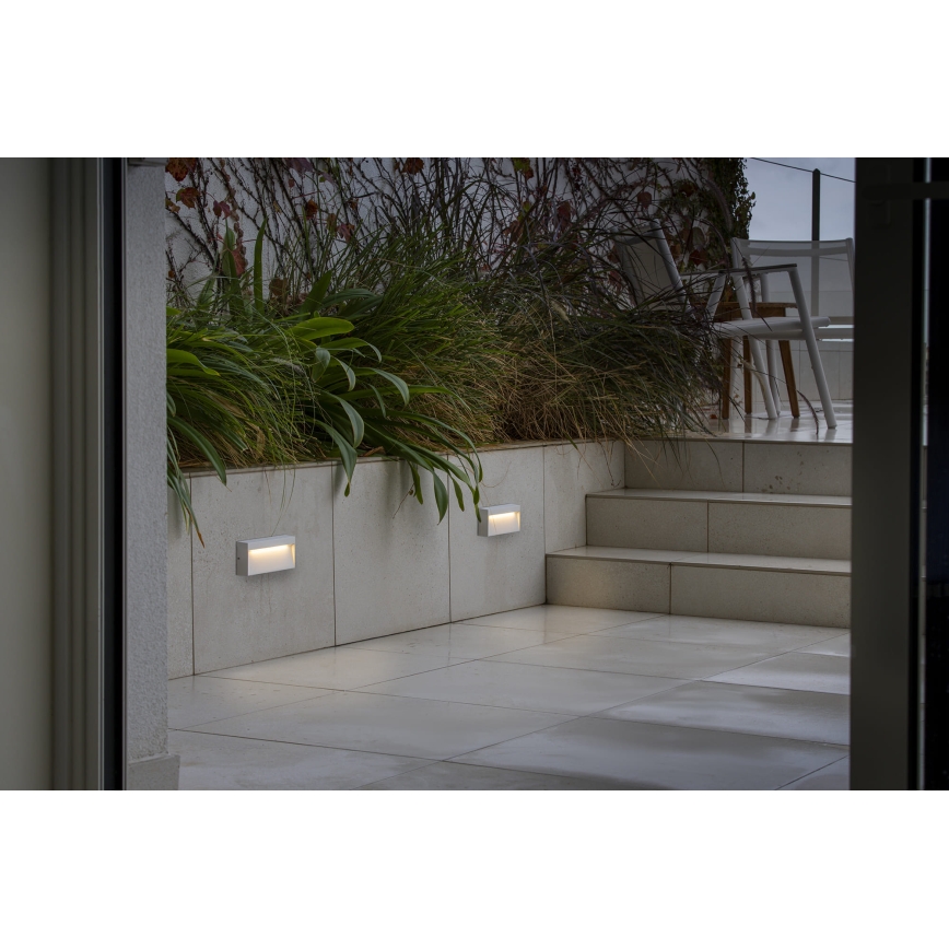 FARO 71967 - Oprawa schodowa LED DUNE LED/6W/230V 2200/2700/3200/4000K IP65, biała, prostokątna