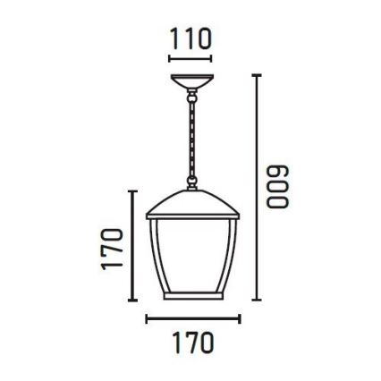 FARO 74996 - Lampa wisząca zewnętrzna na łańcuchu MINI WILMA 1xE27/11W/230v IP44