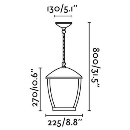 FARO 75002 - Lampa wisząca zewnętrzna na łańcuchu WILMA 1xE27/100W/230V IP44