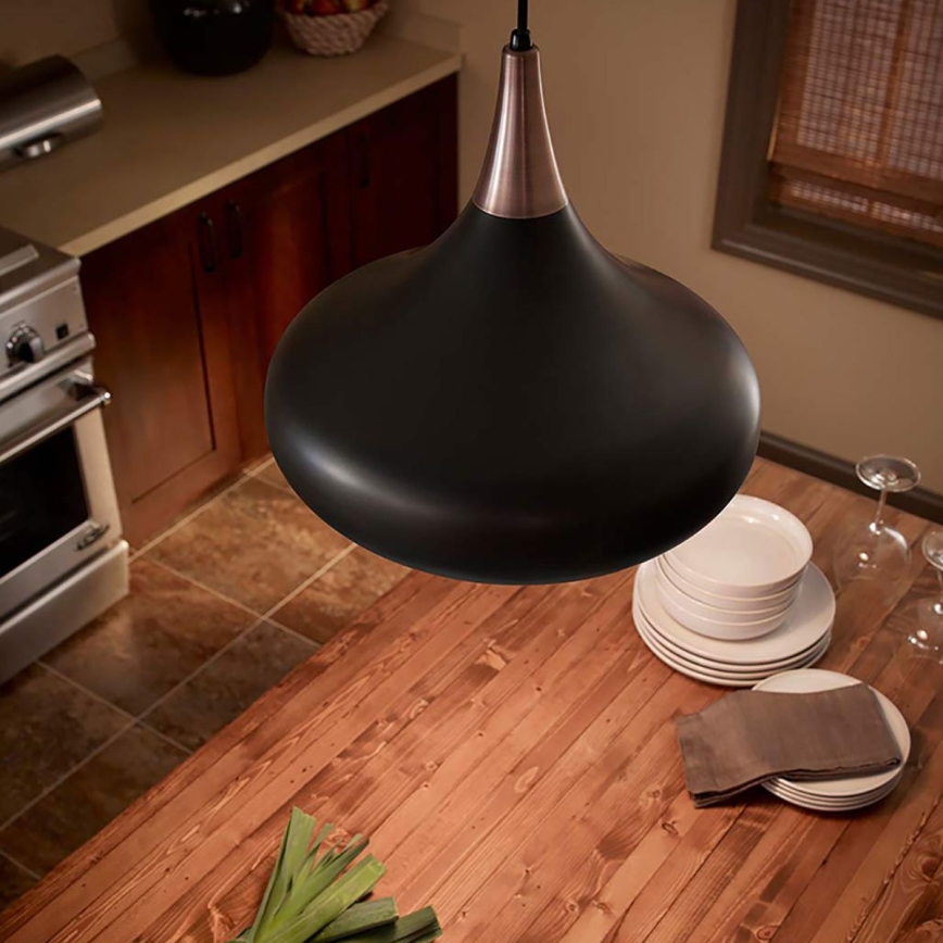 Feiss - Lampa wisząca na lince BESO 1xE27/60W/230V śr. 25,4 cm czarna/miedziana