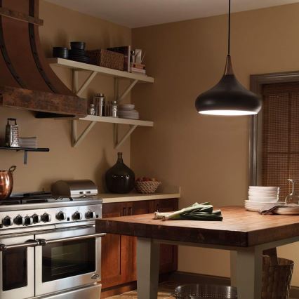 Feiss - Lampa wisząca na lince BESO 1xE27/60W/230V śr. 25,4 cm czarna/miedziana