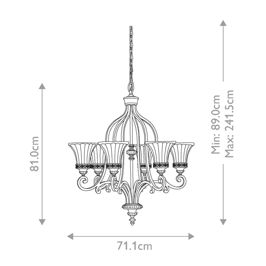 Feiss - Żyrandol na łańcuchu DRAWING ROOM 6xE27/60W/230V