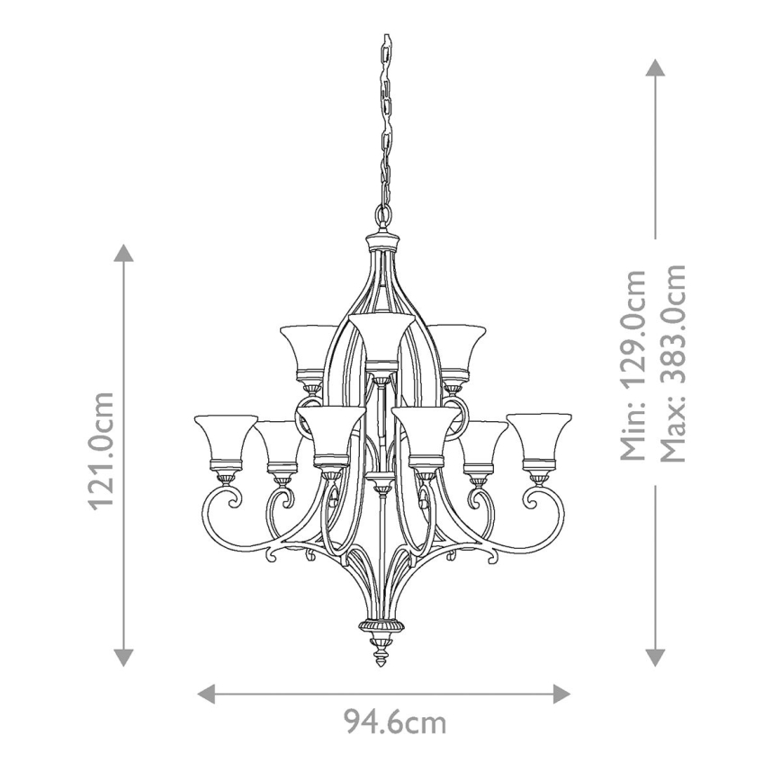 Feiss - Żyrandol na łańcuchu DRAWING ROOM 9xE27/60W/230V