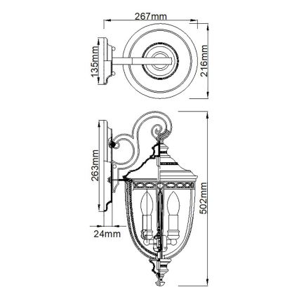 Feiss - Kinkiet zewnętrzny ENGLISH BRIDLE 3xE14/60W/230V IP44