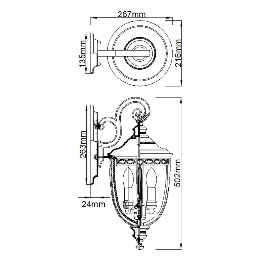 Feiss - Kinkiet zewnętrzny ENGLISH BRIDLE 3xE14/60W/230V IP44