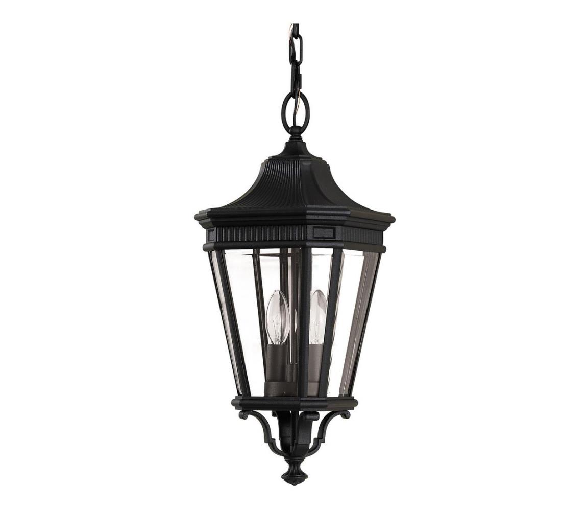 Feiss - Lampa wisząca zewnętrzna na łańcuchu COTSWOLD LANE 2xE14/60W/230V czarny