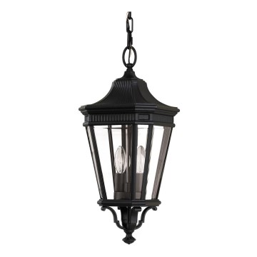 Feiss - Lampa wisząca zewnętrzna na łańcuchu COTSWOLD LANE 2xE14/60W/230V czarny