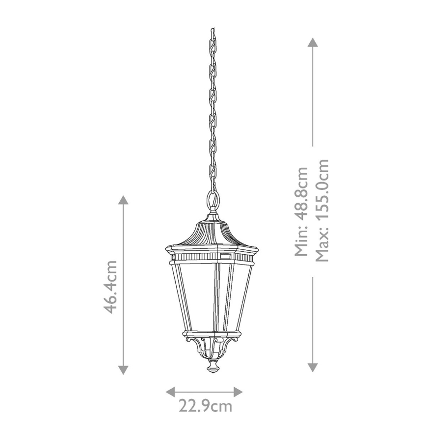Feiss - Lampa wisząca zewnętrzna na łańcuchu COTSWOLD LANE 2xE14/60W/230V czarny
