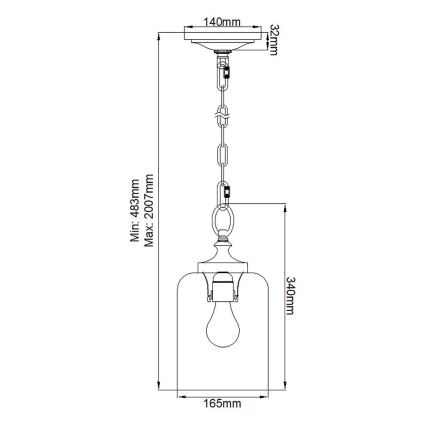 Feiss - Żyrandol na łańcuchu HOUNSLOW 1xE27/60W/230V