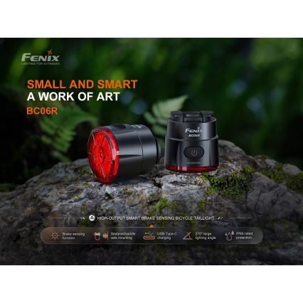 Fenix BC06R - LED Ściemniane akumulatorowe światło do roweru LED/USB IP66 90 błyszcz. 24,5 h 560 mAh