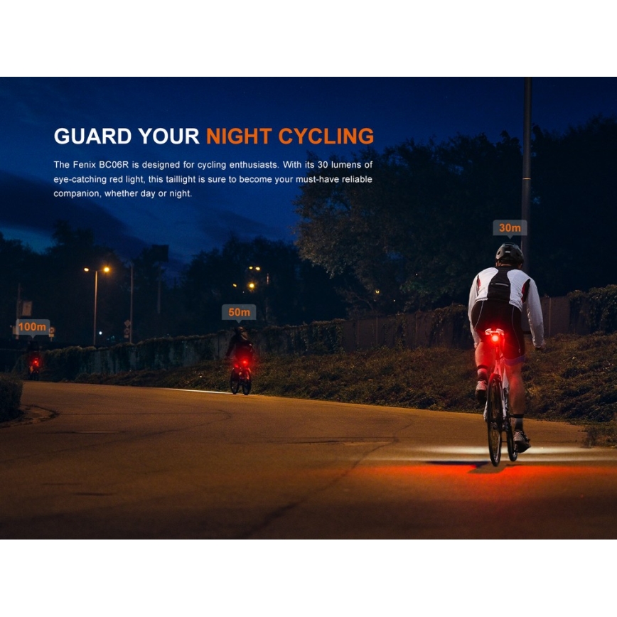 Fenix BC06R - LED Ściemniane akumulatorowe światło do roweru LED/USB IP66 90 błyszcz. 24,5 h 560 mAh