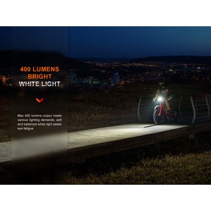 Fenix BC15R - LED Ściemnialna akumulatorowa lampa rowerowa LED/USB IP66 400 błyszcz. 31,5 h 2600 mAh