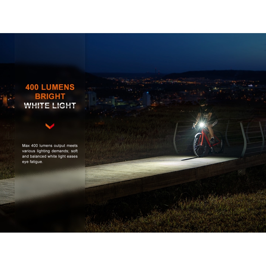 Fenix BC15R - LED Ściemnialna akumulatorowa lampa rowerowa LED/USB IP66 400 błyszcz. 31,5 h 2600 mAh