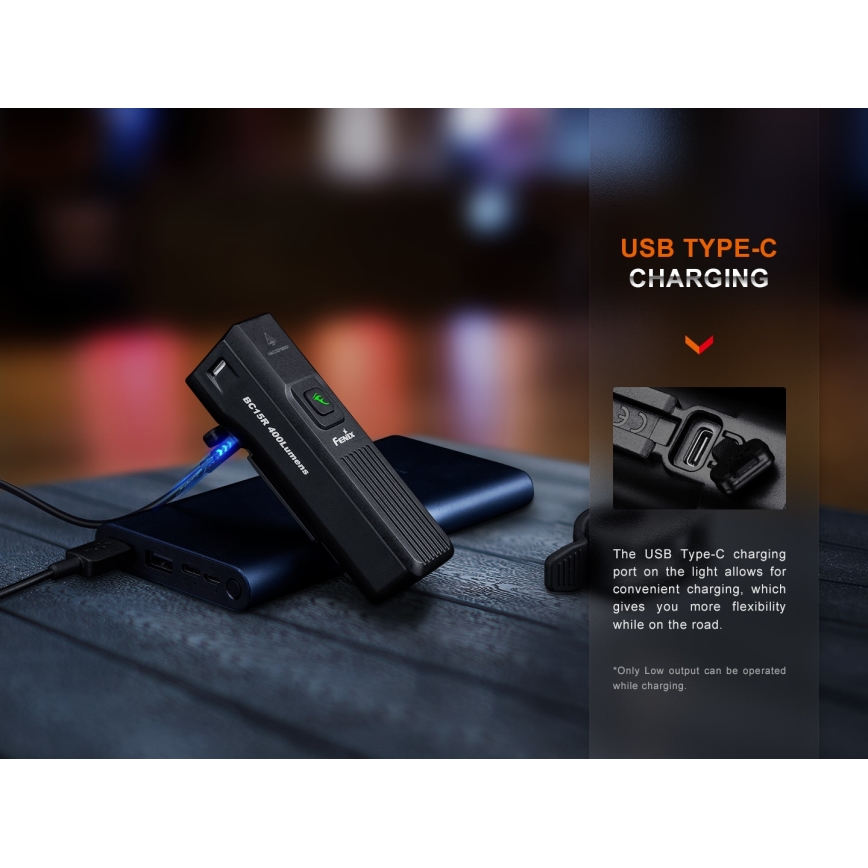 Fenix BC15R - LED Ściemnialna akumulatorowa lampa rowerowa LED/USB IP66 400 błyszcz. 31,5 h 2600 mAh