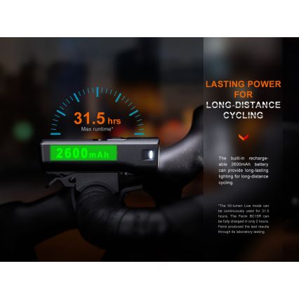 Fenix BC15R - LED Ściemnialna akumulatorowa lampa rowerowa LED/USB IP66 400 błyszcz. 31,5 h 2600 mAh