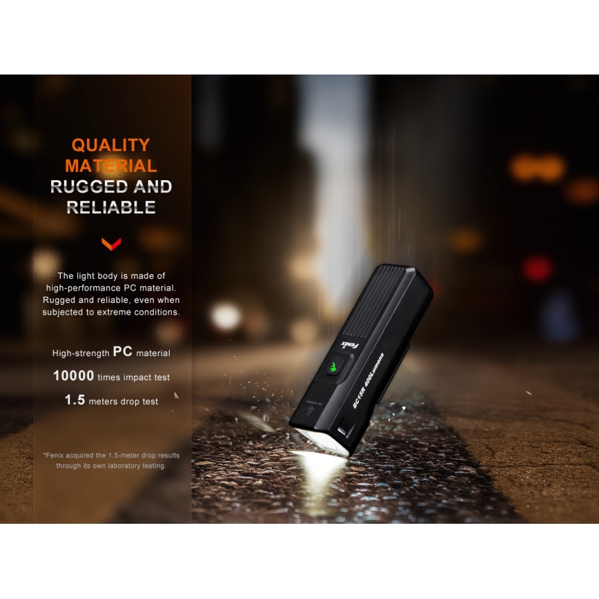Fenix BC15R - LED Ściemnialna akumulatorowa lampa rowerowa LED/USB IP66 400 błyszcz. 31,5 h 2600 mAh