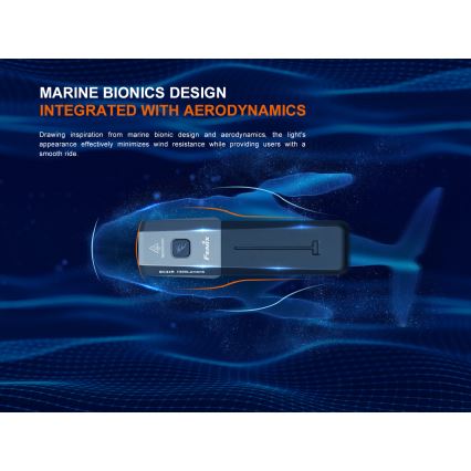 Fenix BC22R - Ładowalna, ściemnialna lampka rowerowa LED/USB 3400 mAh IP66 1400 lm 41 h czarna